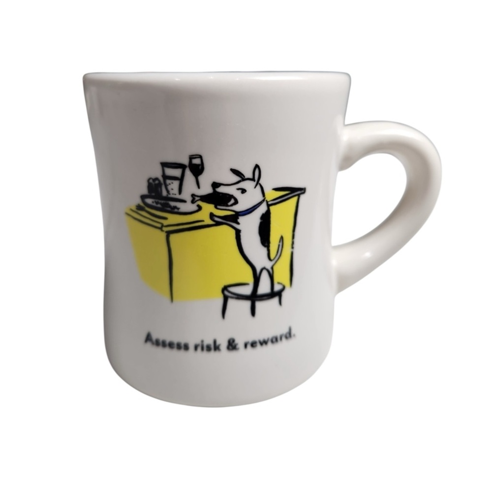 White Mug with Dog Illustration